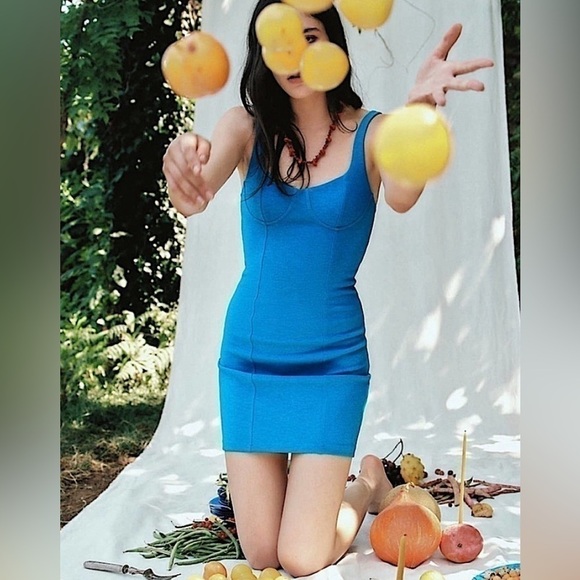 🆕 ZARA Bondage Style Mini Dress in Bright tropical Blue SZ M y2k style - Picture 1 of 6